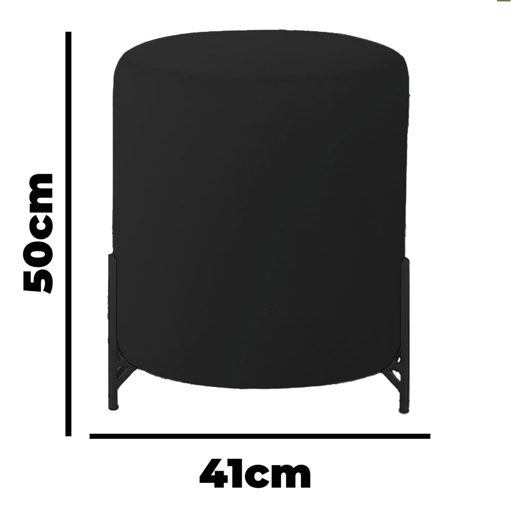 Puff Decorativo Thor Ferro Base Preta Veludo Preto - Montanaris Decor