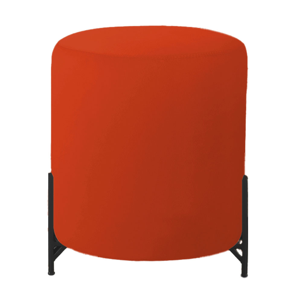Puff Decorativo Thor Ferro Base Preta Veludo Terracota  - Montanaris Decor