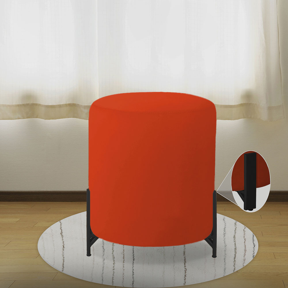 Puff Decorativo Thor Ferro Base Preta Veludo Terracota  - Montanaris Decor