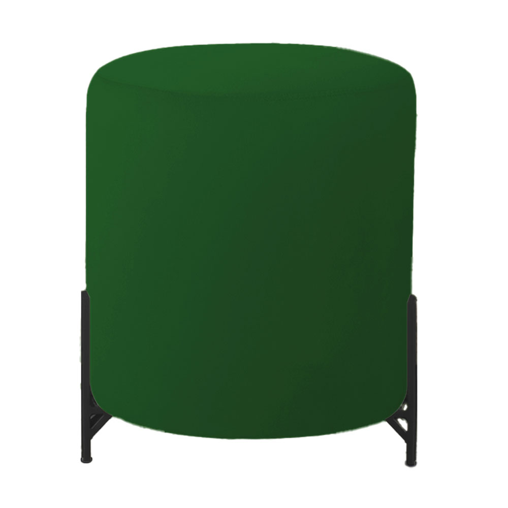 Puff Decorativo Thor Ferro Base Preta Veludo Verde  - Montanaris Decor