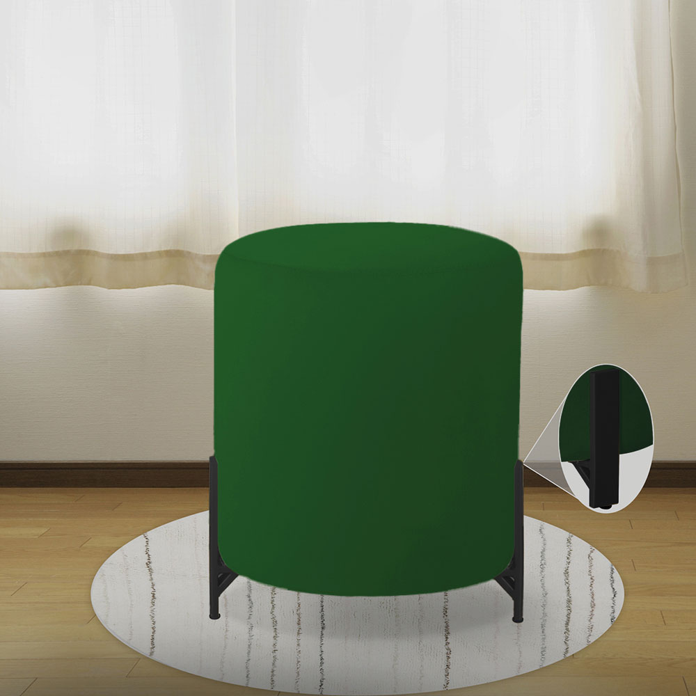 Puff Decorativo Thor Ferro Base Preta Veludo Verde  - Montanaris Decor