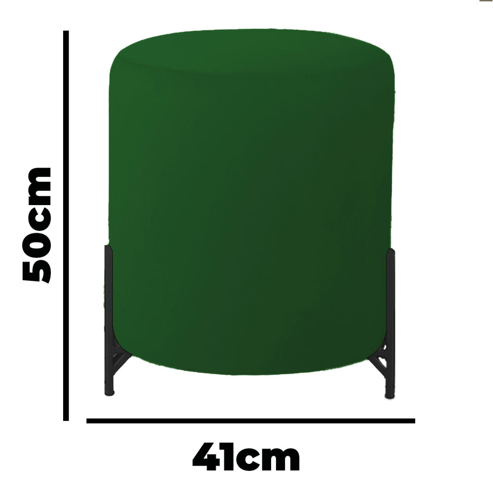 Puff Decorativo Thor Ferro Base Preta Veludo Verde  - Montanaris Decor