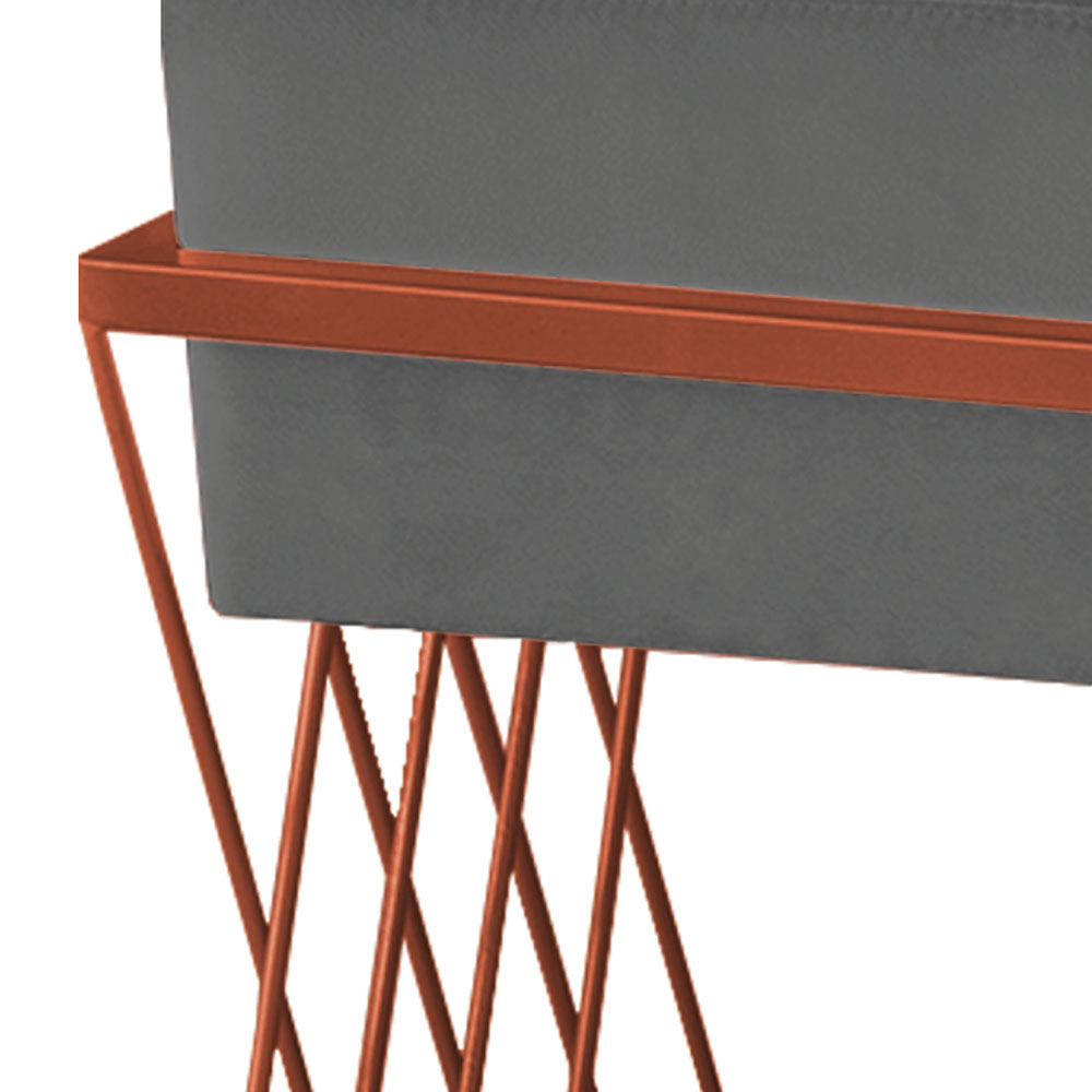 Puff Decorativo Tróia Base Bronze Veludo Cinza  - Montanaris Decor