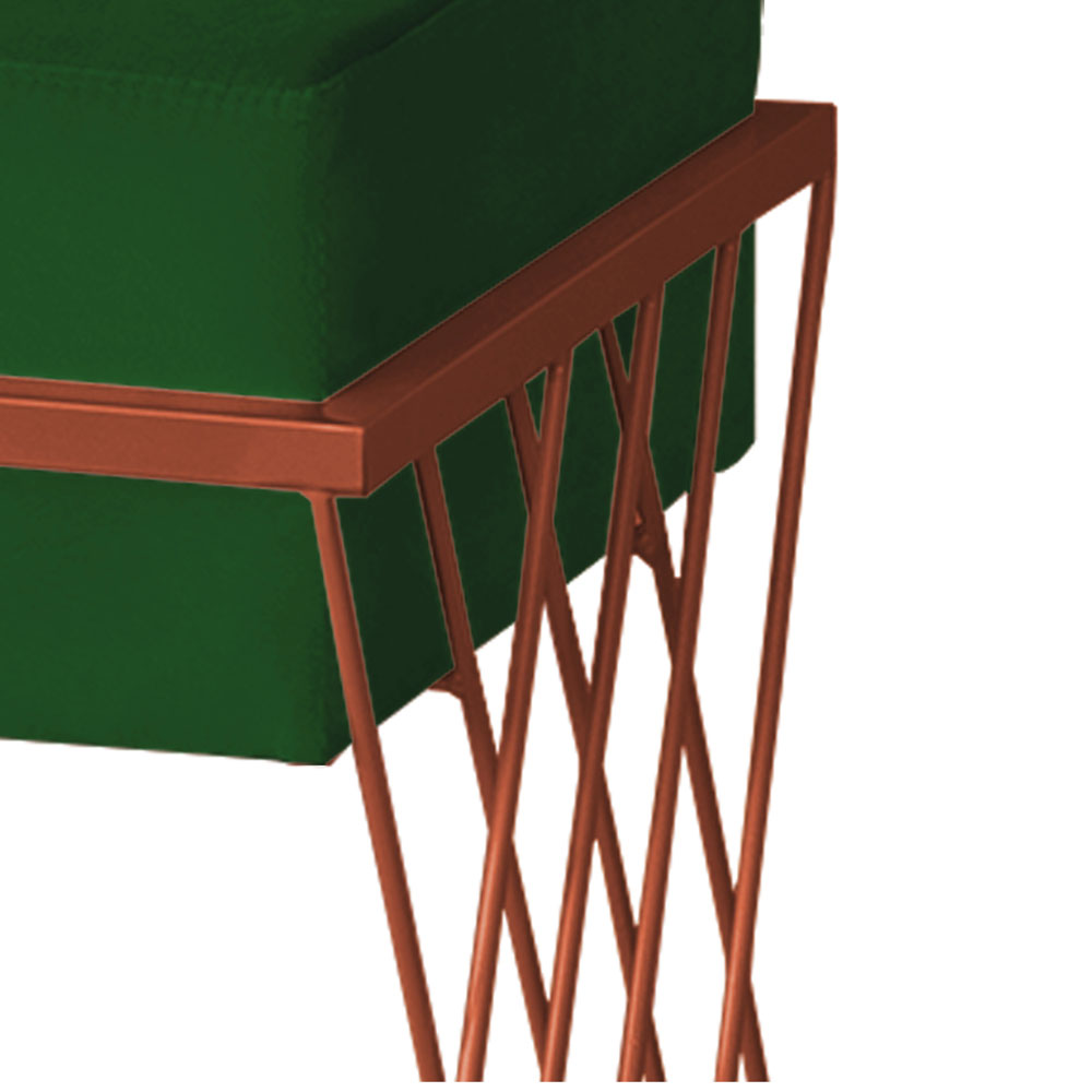 Puff Decorativo Tróia Base Bronze Veludo Verde - Montanaris Decor