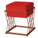 Puff Decorativo Tróia Base Bronze Veludo Vermelho- Montanaris Decor