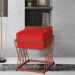 Puff Decorativo Tróia Base Bronze Veludo Vermelho- Montanaris Decor