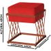 Puff Decorativo Tróia Base Bronze Veludo Vermelho- Montanaris Decor
