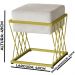 Puff Decorativo Tróia Base Gold Veludo Bege  - Montanaris Decor