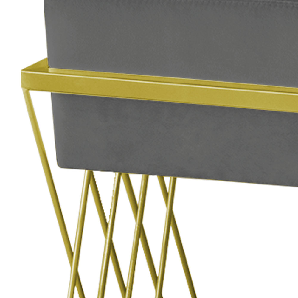 Puff Decorativo Tróia Base Gold Veludo Cinza - Montanaris Decor