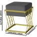Puff Decorativo Tróia Base Gold Veludo Cinza - Montanaris Decor