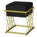 Puff Decorativo Tróia Base Gold Veludo Preto - Montanaris Decor