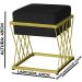 Puff Decorativo Tróia Base Gold Veludo Preto - Montanaris Decor