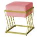 Puff Decorativo Tróia Base Gold Veludo Rosê - Montanaris Decor