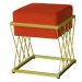 Puff Decorativo Tróia Base Gold Veludo Terracota - Montanaris Decor