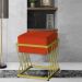 Puff Decorativo Tróia Base Gold Veludo Terracota - Montanaris Decor