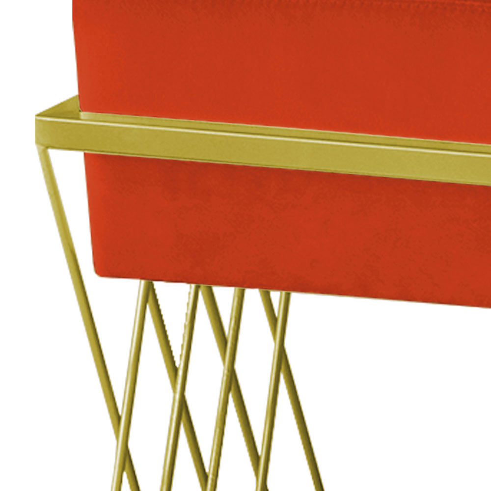 Puff Decorativo Tróia Base Gold Veludo Terracota - Montanaris Decor
