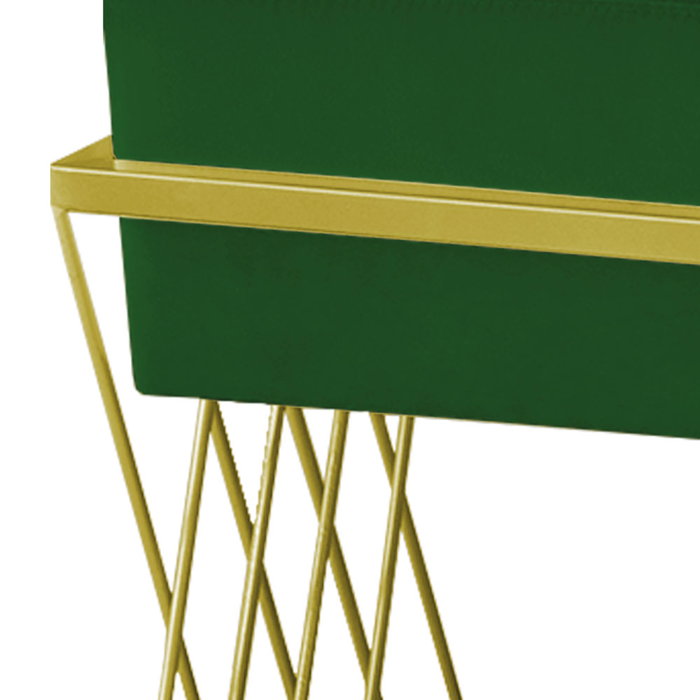 Puff Decorativo Tróia Base Gold Veludo Verde - Montanaris Decor