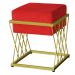 Puff Decorativo Tróia Base Gold Veludo Vermelho - Montanaris Decor