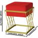 Puff Decorativo Tróia Base Gold Veludo Vermelho - Montanaris Decor