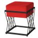 Puff Decorativo Tróia Base Preta Veludo Vermelho - Montanaris Decor