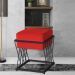 Puff Decorativo Tróia Base Preta Veludo Vermelho - Montanaris Decor