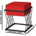 Puff Decorativo Tróia Base Preta Veludo Vermelho - Montanaris Decor