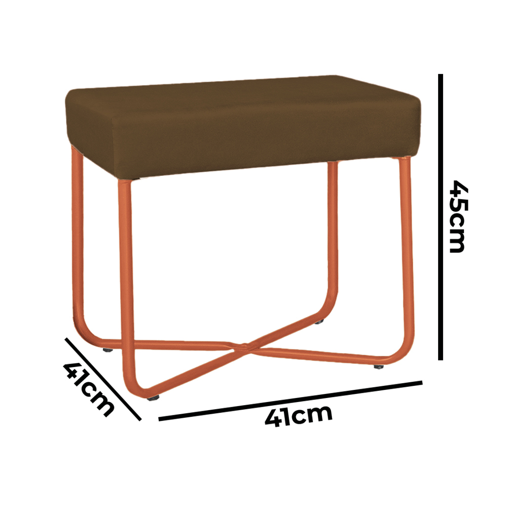 Puff Decorativo Unna Base Bronze Veludo Marrom - Montanaris Decor