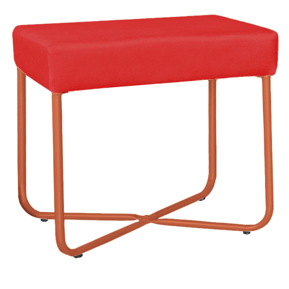 Puff Decorativo Unna Base Bronze Veludo Vermelho  - Montanaris Decor