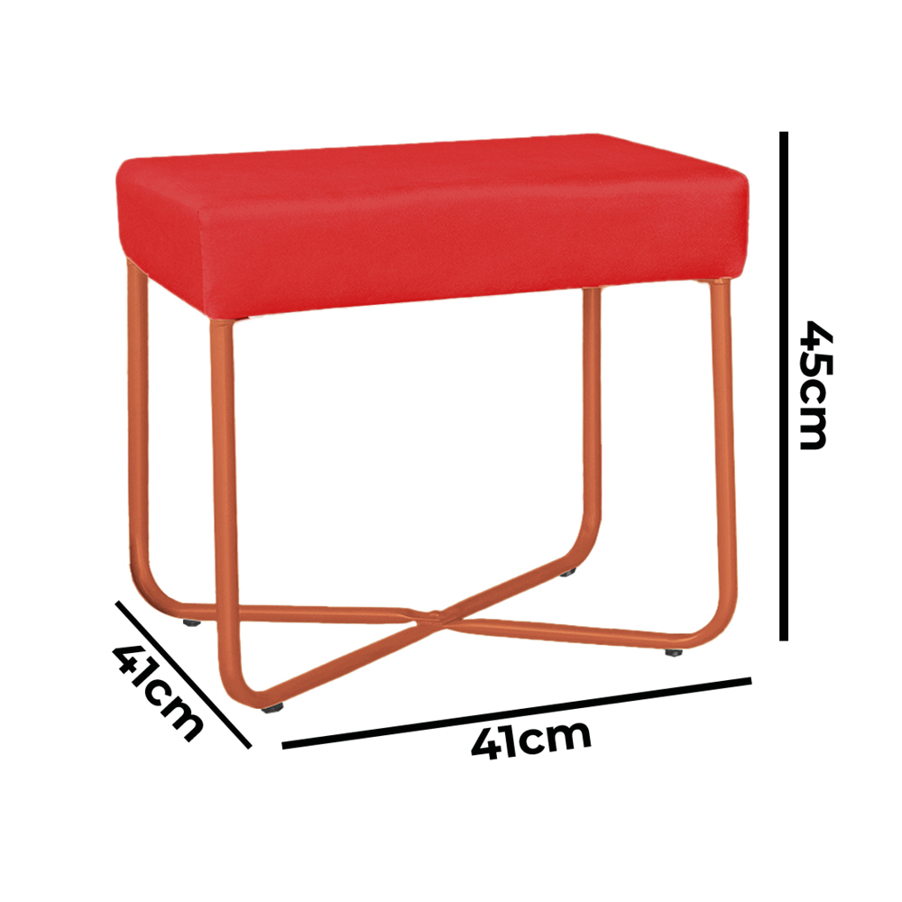 Puff Decorativo Unna Base Bronze Veludo Vermelho  - Montanaris Decor