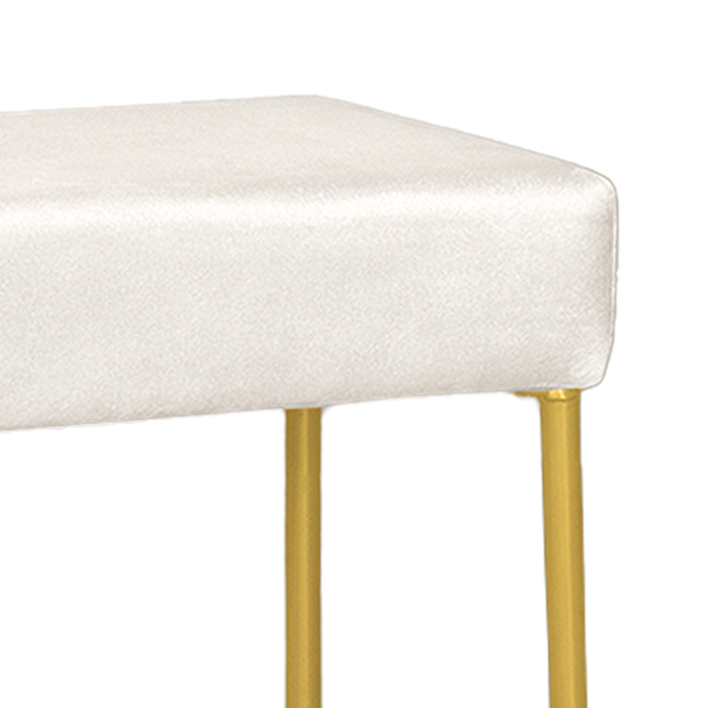Puff Decorativo Unna Base Gold Veludo Bege - Montanaris Decor