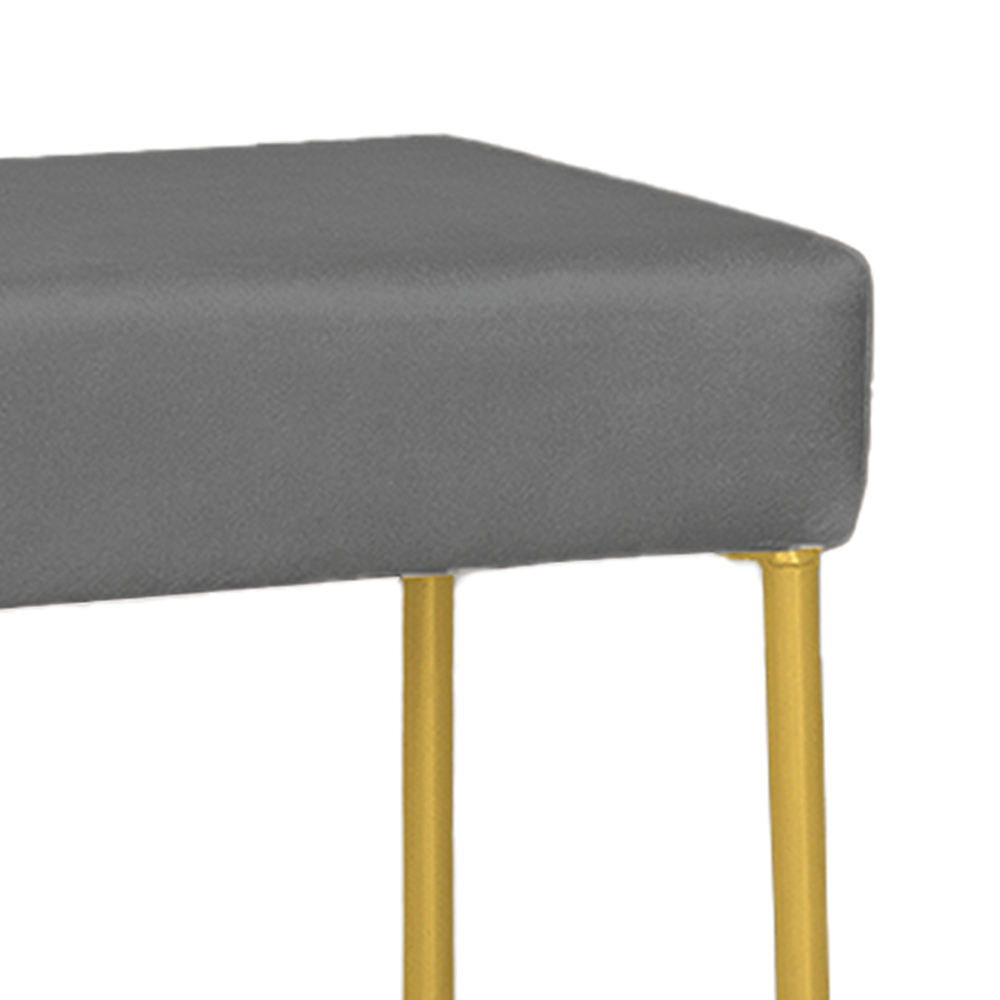 Puff Decorativo Unna Base Gold Veludo Cinza - Montanaris Decor