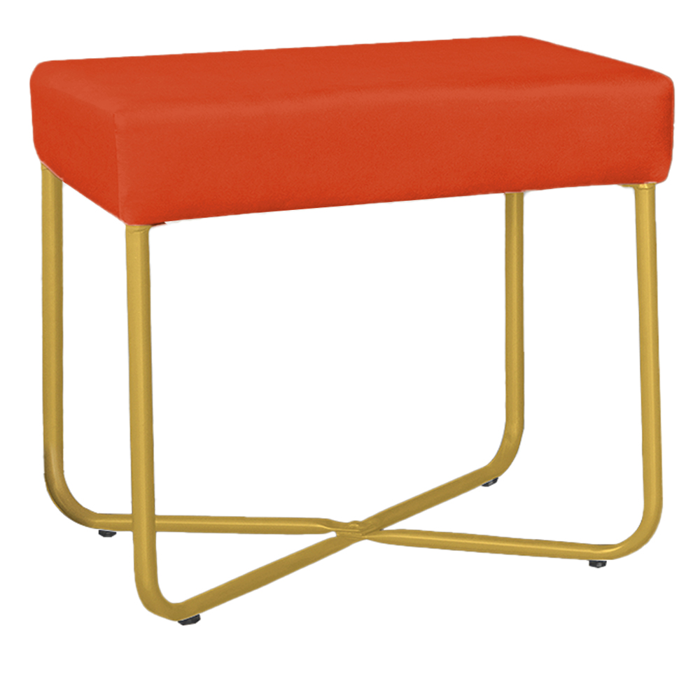 Puff Decorativo Unna Base Gold Veludo Terracota - Montanaris Decor