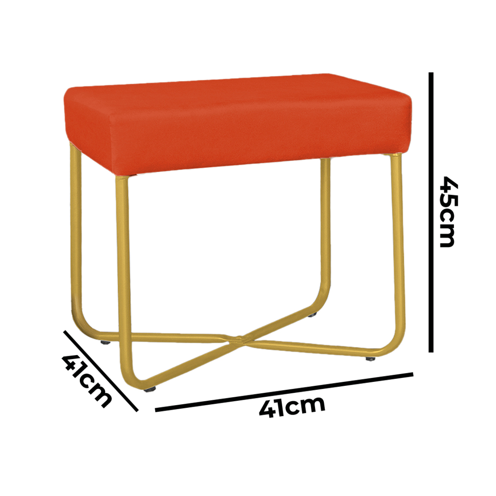 Puff Decorativo Unna Base Gold Veludo Terracota - Montanaris Decor