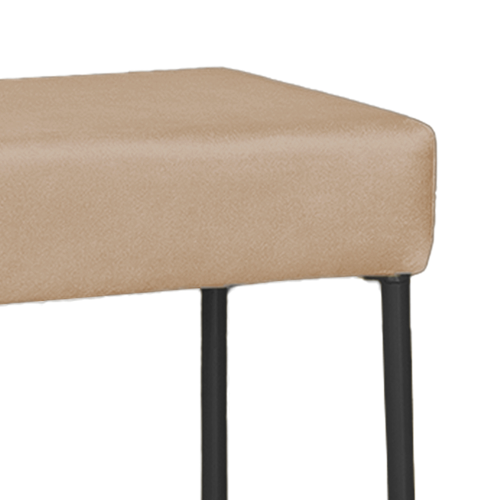 Puff Decorativo Unna Base Preto Veludo Bege  - Montanaris Decor