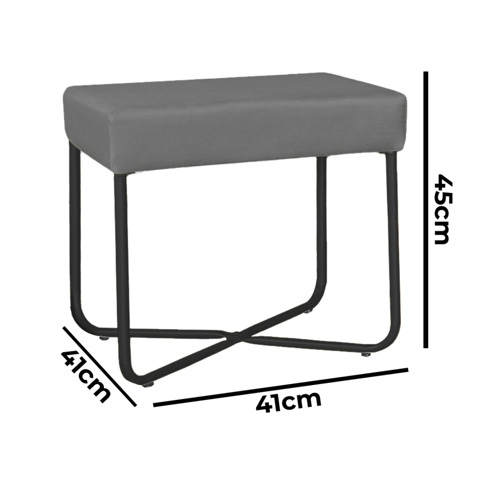 Puff Decorativo Unna Base Preto Veludo Cinza  - Montanaris Decor