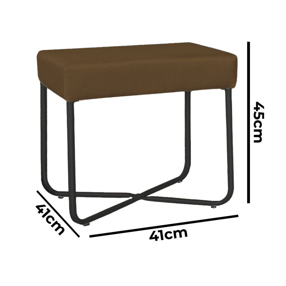 Puff Decorativo Unna Base Preto Veludo Marrom  - Montanaris Decor