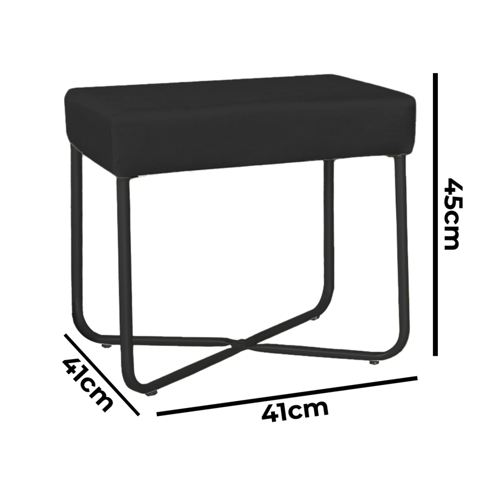 Puff Decorativo Unna Base Preto Veludo Preto - Montanaris Decor