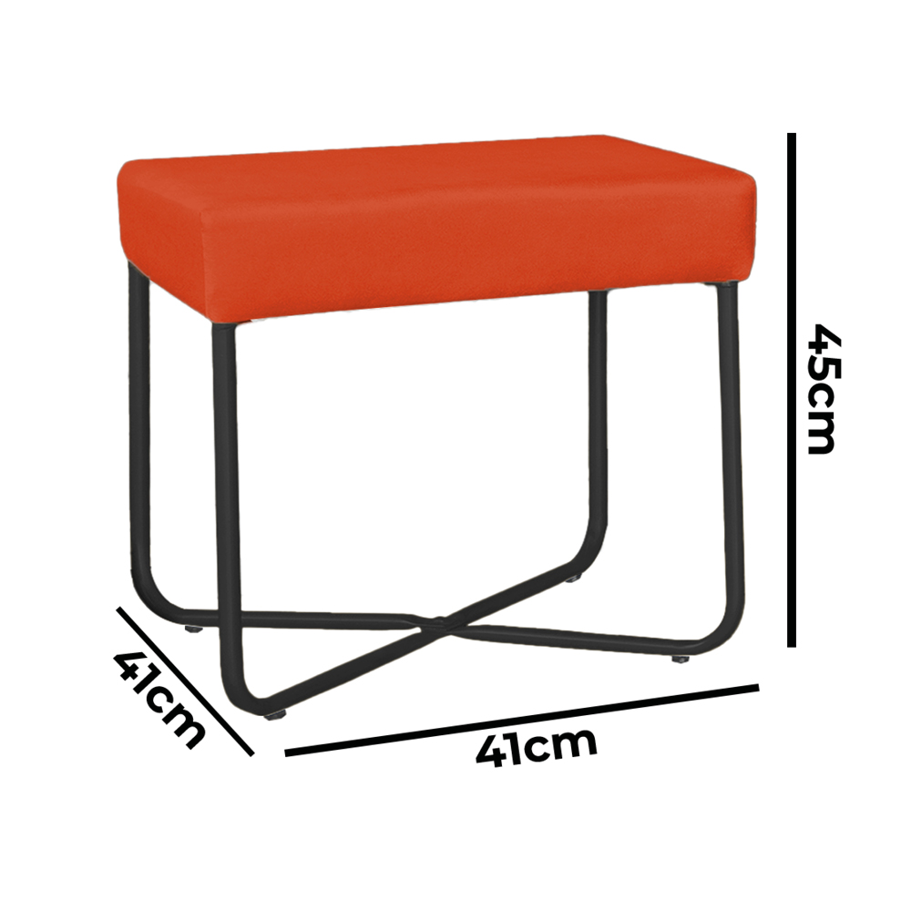 Puff Decorativo Unna Base Preto Veludo Terracota - Montanaris Decor