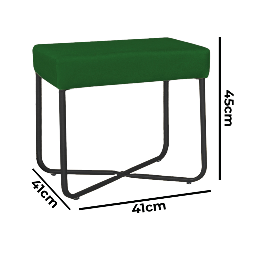 Puff Decorativo Unna Base Preto Veludo Verde - Montanaris Decor