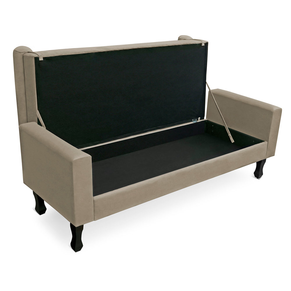 Recamier Baú Namoradeira 100cm Felix Suede Bege - Montanaris Decor