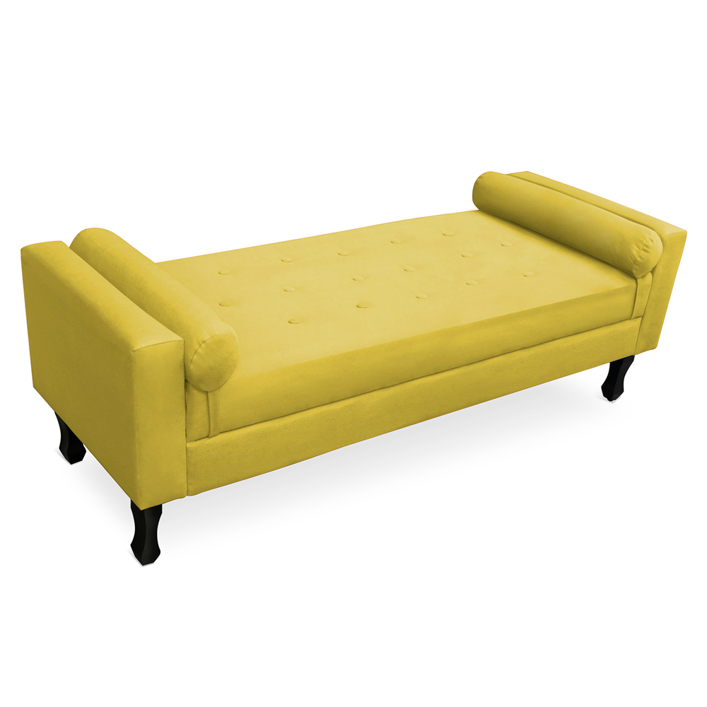 Recamier Baú Namoradeira 140cm Felix Suede Amarelo - Montanaris Decor