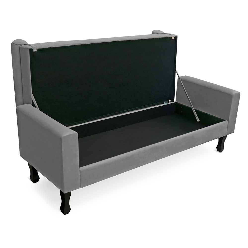 Recamier Baú Namoradeira 140cm Felix Suede Cinza - Montanaris Decor