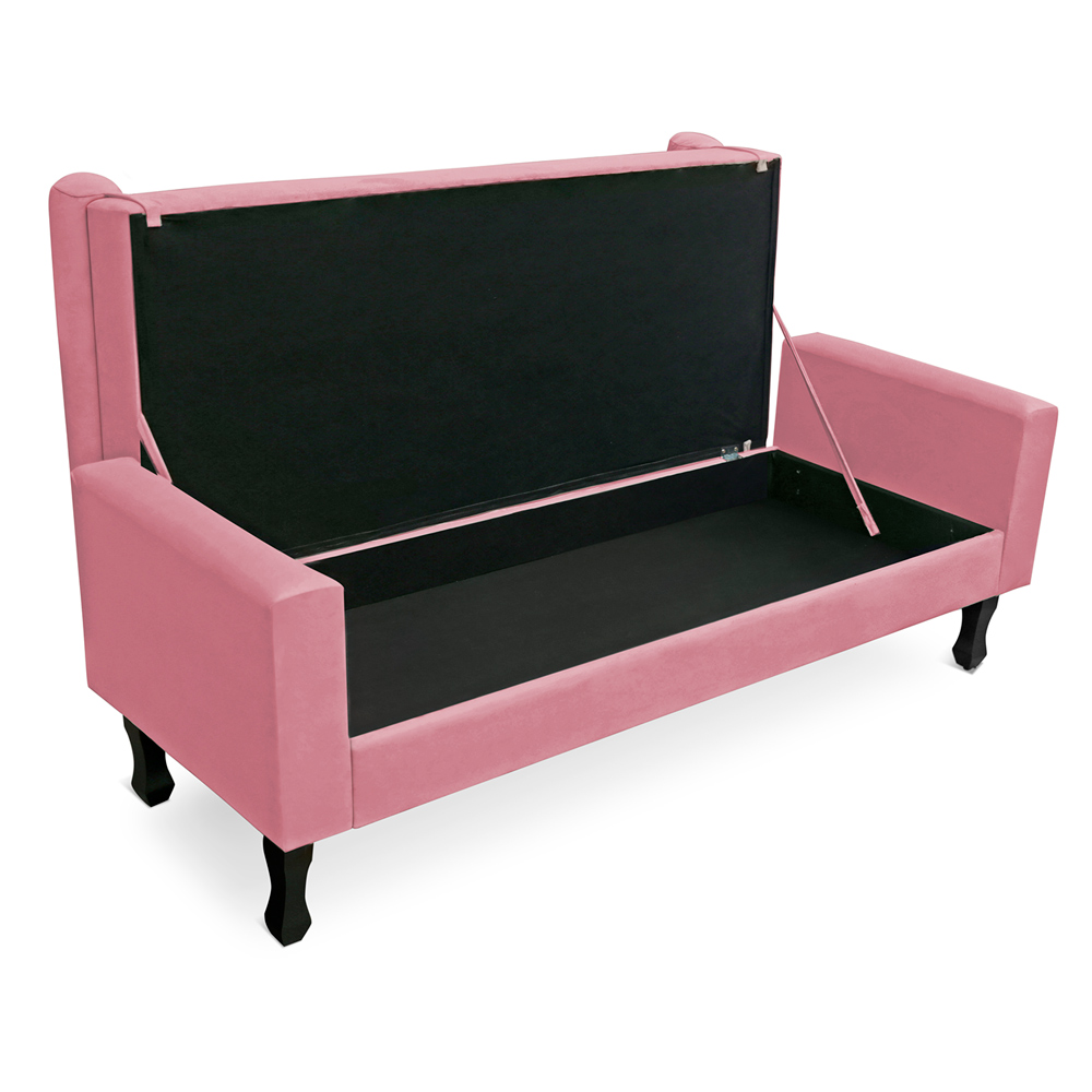 Recamier Baú Namoradeira 140cm Felix Suede Rosa - Montanaris Decor