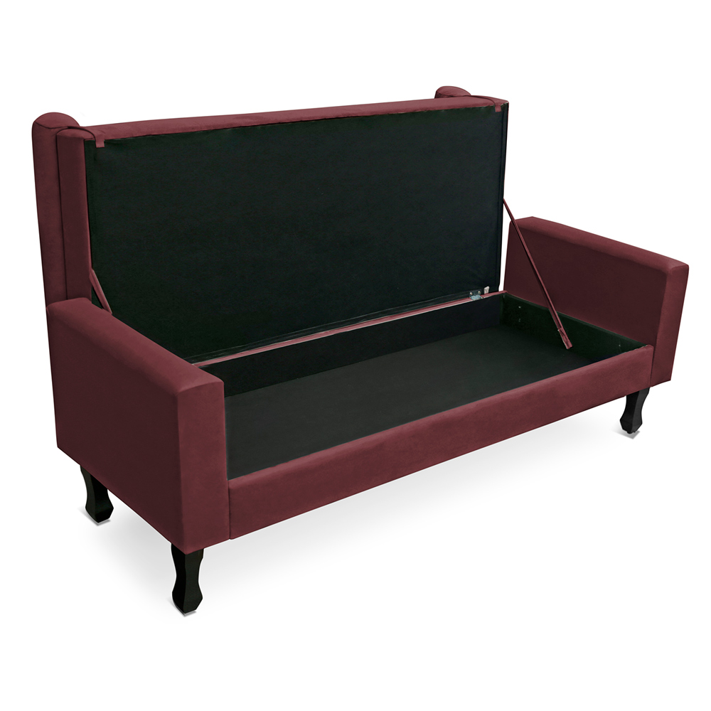Recamier Baú Namoradeira 160cm Felix Suede Bordô - Montanaris Decor