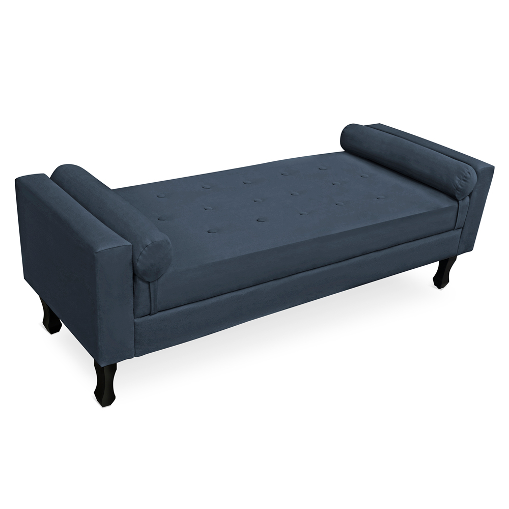 Recamier Baú Namoradeira 90cm Felix Suede Azul Marinho - Montanaris Decor