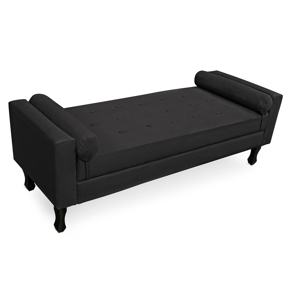 Recamier Baú Namoradeira 90cm Felix Suede Preto - Montanaris Decor