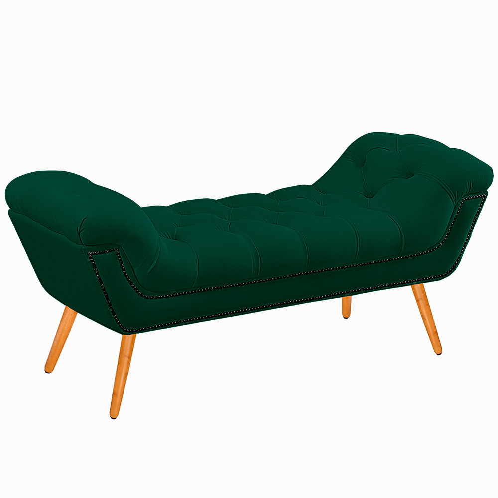 Recamier Calçadeira Casal King 195cm Ayla Veludo Verde - Montanaris Decor