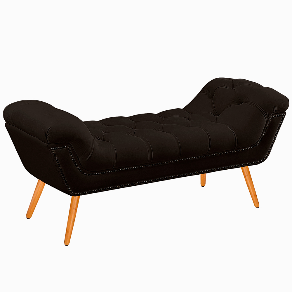 Recamier Calçadeira Casal Quenn 160cm Ayla Veludo Marrom - Montanaris Decor