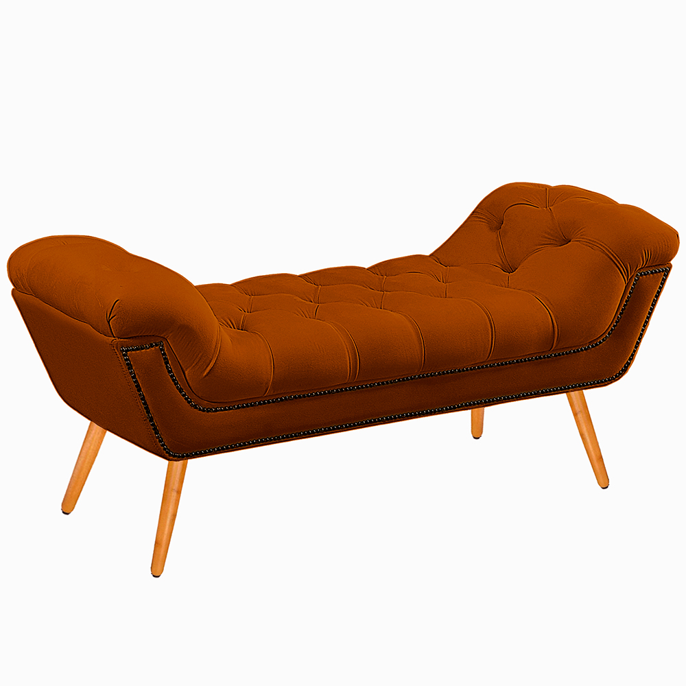 Recamier Calçadeira Solteiro 90cm Ayla Veludo Terracota - Montanaris Decor