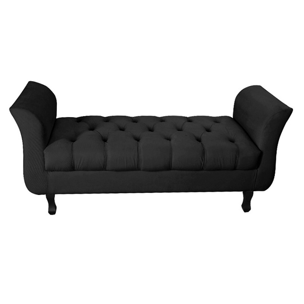 Recamier Grecia Decorativa 90cm Suede Preto - Montanaris Decor